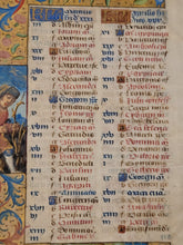 Load image into Gallery viewer, Illuminated Book of Hours Calendar Leaf, with Four Detailed Miniatures Displaying the Labors of the Months. Months of January to April, Circa 1480-1500