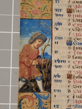 Load image into Gallery viewer, Illuminated Book of Hours Calendar Leaf, with Four Detailed Miniatures Displaying the Labors of the Months. Months of January to April, Circa 1480-1500