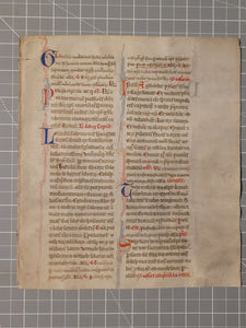 Leaf from a Large Latin Missal, Italy, Circa 1350. Manuscript on Parchment. 14 2 to 3-Line Initials