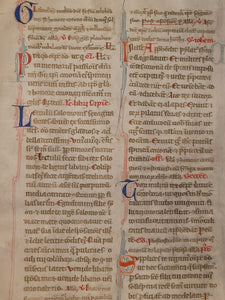 Leaf from a Large Latin Missal, Italy, Circa 1350. Manuscript on Parchment. 14 2 to 3-Line Initials