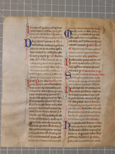 Load image into Gallery viewer, Leaf from a Large Latin Missal, Italy, Circa 1350. Manuscript on Parchment. 14 2 to 3-Line Initials