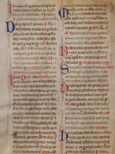 Leaf from a Large Latin Missal, Italy, Circa 1350. Manuscript on Parchment. 14 2 to 3-Line Initials