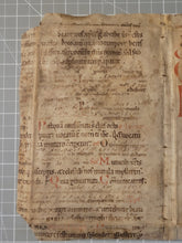 Load image into Gallery viewer, ***RESERVED*** Bifolio Leaf Fragment from a Latin Missal, Germany, Late 11th to Early 12th Century. Manuscript on Parchment. 24 Lines of Carolingian Script. Recovered from a Binding