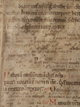 Load image into Gallery viewer, ***RESERVED*** Bifolio Leaf Fragment from a Latin Missal, Germany, Late 11th to Early 12th Century. Manuscript on Parchment. 24 Lines of Carolingian Script. Recovered from a Binding