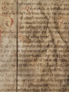 ***RESERVED*** Bifolio Leaf Fragment from a Latin Missal, Germany, Late 11th to Early 12th Century. Manuscript on Parchment. 24 Lines of Carolingian Script. Recovered from a Binding