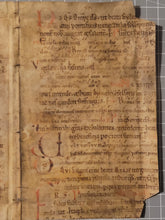 Load image into Gallery viewer, ***RESERVED*** Bifolio Leaf Fragment from a Latin Missal, Germany, Late 11th to Early 12th Century. Manuscript on Parchment. 24 Lines of Carolingian Script. Recovered from a Binding