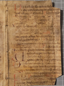 ***RESERVED*** Bifolio Leaf Fragment from a Latin Missal, Germany, Late 11th to Early 12th Century. Manuscript on Parchment. 24 Lines of Carolingian Script. Recovered from a Binding