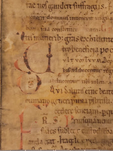 ***RESERVED*** Bifolio Leaf Fragment from a Latin Missal, Germany, Late 11th to Early 12th Century. Manuscript on Parchment. 24 Lines of Carolingian Script. Recovered from a Binding