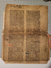 Load image into Gallery viewer, Manuscript Vulgate Bible Leaf, Early 13th Century. Book of Ezekiel. Large Manuscript on Parchment. 59 Line of Early Gothic Script. Recovered from a Binding