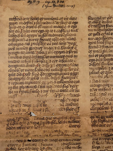 Manuscript Vulgate Bible Leaf, Early 13th Century. Book of Ezekiel. Large Manuscript on Parchment. 59 Line of Early Gothic Script. Recovered from a Binding