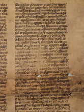 Load image into Gallery viewer, Manuscript Vulgate Bible Leaf, Early 13th Century. Book of Ezekiel. Large Manuscript on Parchment. 59 Line of Early Gothic Script. Recovered from a Binding