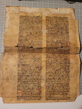 Load image into Gallery viewer, Manuscript Vulgate Bible Leaf, Early 13th Century. Book of Ezekiel. Large Manuscript on Parchment. 59 Line of Early Gothic Script. Recovered from a Binding