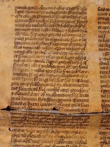 Manuscript Vulgate Bible Leaf, Early 13th Century. Book of Ezekiel. Large Manuscript on Parchment. 59 Line of Early Gothic Script. Recovered from a Binding