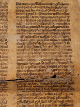 Load image into Gallery viewer, Manuscript Vulgate Bible Leaf, Early 13th Century. Book of Ezekiel. Large Manuscript on Parchment. 59 Line of Early Gothic Script. Recovered from a Binding