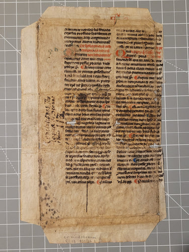 Leaf from Gratian’s Decretum Gratiani, France, Circa 1275-1325. Recovered from a Binding. Manuscript on Parchment. 30 Lines of Gothic Script, and Ornate Initials