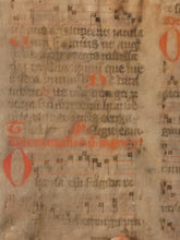 Load image into Gallery viewer, Two Leaf Bifolio from A Latin Missal, Germany, 14th Century. Manuscript on Parchment. 27 Lines of Gothic Script and Musical Notation. Recovered from a Binding