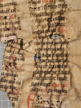 Load image into Gallery viewer, Leaf Fragment from A Latin Missal, Germany, 14th Century. Manuscript on Parchment. 24 Lines of Gothic Script and Musical Notation. Recovered from a Binding