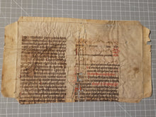 Load image into Gallery viewer, Leaf Fragment from a Latin Missal, Germany, 14th Century. Manuscript on Parchment. 20 Lines of Gothic Script. Musical Notation. Recovered from a Binding