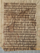 Load image into Gallery viewer, Leaf Fragment from a Latin Missal, Germany, 14th Century. Manuscript on Parchment. 20 Lines of Gothic Script. Musical Notation. Recovered from a Binding