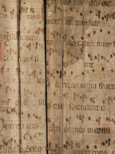 Load image into Gallery viewer, Bifolio Leaf Fragment from a Latin Missal, Germany, 15th Century. Manuscript on Parchment. 30 Lines of Gothic Script and Musical Notation. Recovered from a Binding