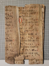 Load image into Gallery viewer, Bifolio Leaf Fragment from a Latin Missal, Germany, 15th Century. Manuscript on Parchment. 30 Lines of Gothic Script and Musical Notation. Recovered from a Binding