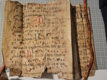 Load image into Gallery viewer, Bifolio Leaf Fragment from a Latin Missal, Germany, 15th Century. Manuscript on Parchment. 30 Lines of Gothic Script and Musical Notation. Recovered from a Binding