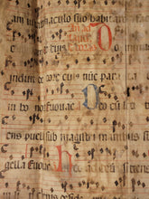 Load image into Gallery viewer, Bifolio Leaf Fragment from a Latin Missal, Germany, 15th Century. Manuscript on Parchment. 30 Lines of Gothic Script and Musical Notation. Recovered from a Binding