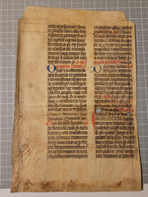 Load image into Gallery viewer, Leaf from a Latin Breviary or Missal, Germany, 14th Century. Recovered from a Binding. Manuscript on Parchment. 30 Lines of Gothic Script, and Ornate Initials