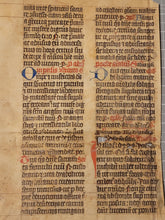 Load image into Gallery viewer, Leaf from a Latin Breviary or Missal, Germany, 14th Century. Recovered from a Binding. Manuscript on Parchment. 30 Lines of Gothic Script, and Ornate Initials