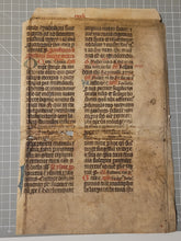 Load image into Gallery viewer, Leaf from a Latin Breviary or Missal, Germany, 14th Century. Recovered from a Binding. Manuscript on Parchment. 30 Lines of Gothic Script, and Ornate Initials