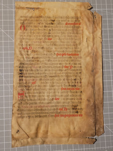 Leaf from a Liturgical Manuscript, 15th Century. Manuscript on Parchment