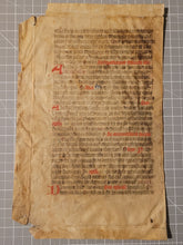 Load image into Gallery viewer, Leaf from a Latin Missal, Germany, 14th Century. Manuscript on Parchment. 33 Lines of Gothic Script, and Red and Blue Initials. Recovered from a Binding