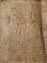 Load image into Gallery viewer, Two Leaf Bifolio from a Latin Missal, Germany, Early to Mid 15th Century. Manuscript on Parchment. 25 Lines of Gothic Script, 4 Large Initials. Recovered from a Binding