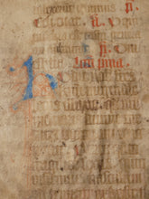 Load image into Gallery viewer, Two Leaf Bifolio from a Latin Missal, Germany, Early to Mid 15th Century. Manuscript on Parchment. 25 Lines of Gothic Script, 4 Large Initials. Recovered from a Binding