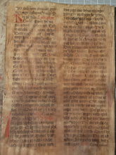 Load image into Gallery viewer, Two Leaf Bifolio from a Latin Missal, Germany, 14th Century. Manuscript on Parchment. 33 Lines of Gothic Script, 7 Large Red Initials. Recovered from a Binding