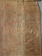 Load image into Gallery viewer, Leaf from a Latin Missal, Germany, 14th Century. Manuscript on Parchment. 33 Lines of Gothic Script, and Three Large Initials. Recovered from a Binding