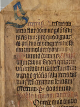 Load image into Gallery viewer, Leaf from a Latin Missal, Germany, 15th Century. 29 Lines of Gothic Script. Manuscript on Parchment. Recovered from a Binding