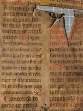 Load image into Gallery viewer, Leaf from A Latin Missal, Germany, 14th Century. Manuscript on Parchment. 19 Lines of Gothic Script and Musical Notation. Recovered from a Binding