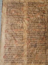 Load image into Gallery viewer, Two Leaf Bifolio from a Latin Missal or Breviary, Germany, 14th Century. 33 Lines of Gothic Script, Numerous Red Initials. Rescued Manuscript Waste