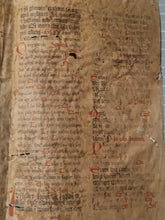 Load image into Gallery viewer, Two Leaf Bifolio from a Latin Missal or Breviary, Germany, 14th Century. 33 Lines of Gothic Script, Numerous Red Initials. Rescued Manuscript Waste