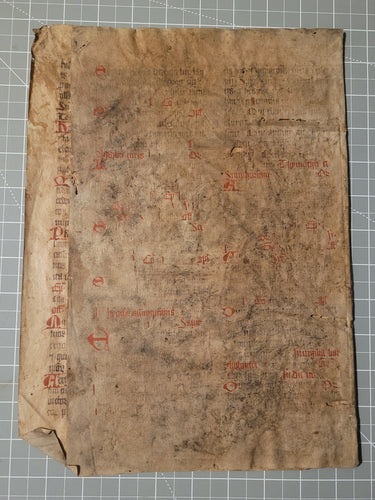 Two Leaf Bifolio from a Latin Missal or Breviary, Germany, 14th Century. 33 Lines of Gothic Script, Numerous Red Initials. Rescued Manuscript Waste