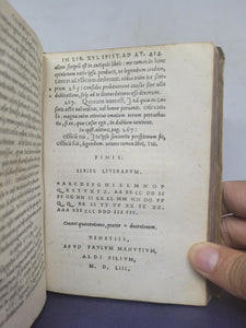 In Epistolas Ciceronis ad Atticum, Pauli Manutii commentaries; Bound With; Pauli Manutii Commentarius In epistolas M. Tullii Ciceronis ad M. Iunium Brutum &amp; ad Q. Ciceronem fratrem, 1553/1557