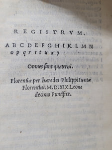 Hoc volumine haec continentur: Claudii Claudiani in Ruffinum lib. II: de bello Gildonico; epithalamium in nuptiis Honorii et Mariae; eiusdem panegyrici; in Eutropium lib.II; de bello Getico; epigrammata quaedam: de raptu Proserpinae lib. III, 1519