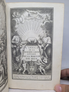 L'Office de la Semaine Sainte, à l'usage de la Maison du Roi. Imprimé par exprès commandement de Sa Majesté, 1743. Arms of King Louis XV. Fanfare Binding Attributable to Antoine Michel Padeloup