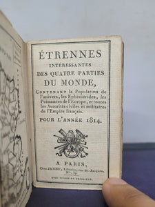 Etrennes Interessantes des Quatre Parties du Monde, 1814. Finely Bound Miniature Almanac