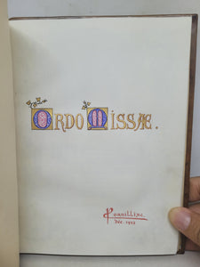 Ordo Missae, 1923. Sumptuously Bound and Beautiful Modern Illuminated Manuscript on Vellum, with Two Full Page Miniatures, and Three Smaller Miniatures