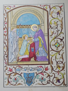 Actes Et Prieres Pour La Communion. Modern Illuminated Calligraphic Manuscript with Two Full Page Miniatures, 1897