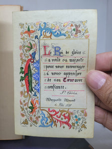 Actes Et Prieres Pour La Communion. Modern Illuminated Calligraphic Manuscript with Two Full Page Miniatures, 1897