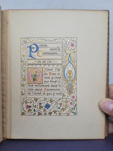 Actes Et Prieres Pour La Communion. Modern Illuminated Calligraphic Manuscript with Two Full Page Miniatures, 1897