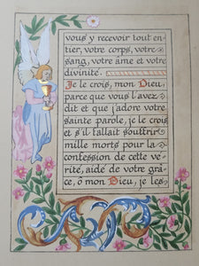 Actes Et Prieres Pour La Communion. Modern Illuminated Calligraphic Manuscript with Two Full Page Miniatures, 1897